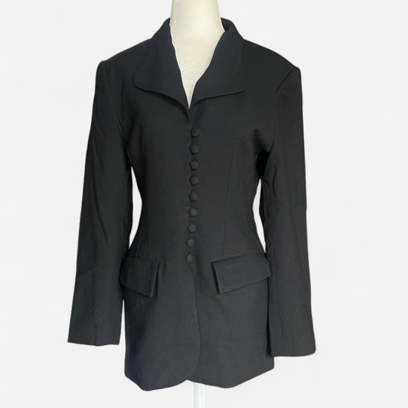 VINTAGE 80’s/90’s NIKI TAYLOR Black Wool Blazer size 6 - Picture 1 of 10